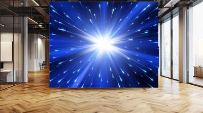 Blue explosion background with rays. Vector absrtact illustration Wall mural