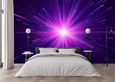 High speed. Radial motion blur background. Vector illustration. Wall mural