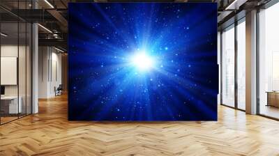 Light effect. Star burst with sparkles. Blue vector explosion Wall mural