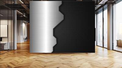 Silver and black metal background. Abstract vector illustration Wall mural