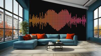 Sound wave. Heart shape. Music equalizer. Abstract vector illustration Wall mural