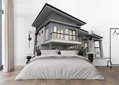 3d house isolated modern style Wall mural