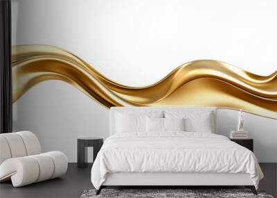 Abstract golden metallic wave band isolated on transparent background - Generative AI Wall mural