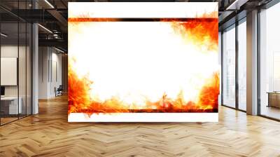 burning fire flames frame border transparent texture isolated Wall mural