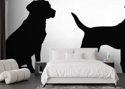 labrador retriever dog breed black silhouette logo set Wall mural