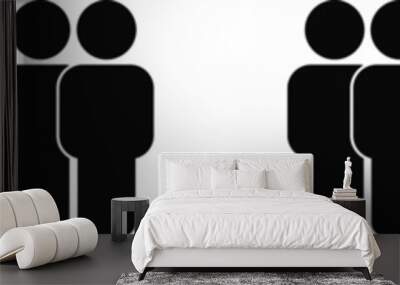 People person team simple abstract icon set black silhouette Wall mural