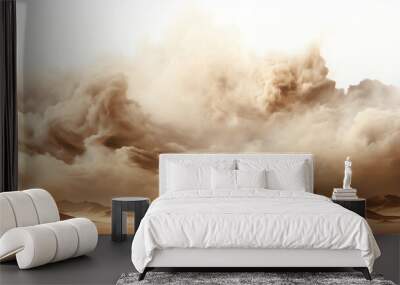 Sandstorm dust clouds over desert isolated transparent - Generative AI Wall mural