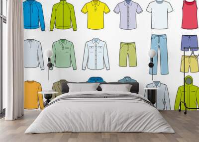 Men's clothes isolated - Vector Wall mural