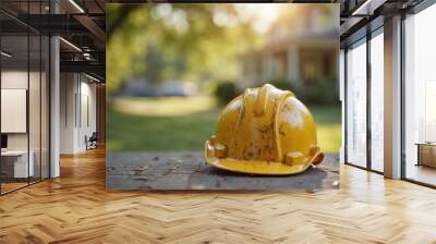 yellow hard hat Wall mural