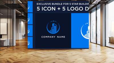 Vector set of bundles 5 star building logo and icon design template, can be used in various media easily, editable Wall mural