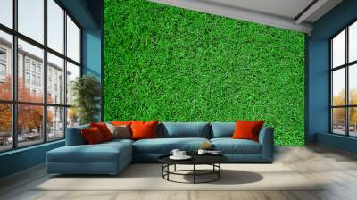 top view of green grass texture background for football field  golf or garden decoration. close up of natural green lawn texture background Wall mural