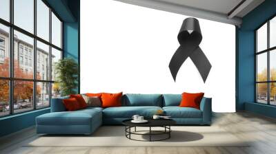 Black ribbon symbol for mourning on white background Wall mural