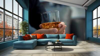 man, alcohol, businessman, lifestyle, scotch whisky, food and drink, business success celebration concep. t Wall mural