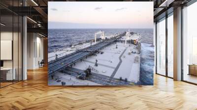 Cargo deck of a tanker at sea Wall mural