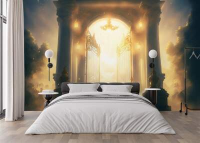 A beautiful image of the opening pearly gates of paradise in the light Wall mural