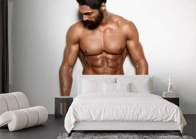 Shirtless, Athletic, Confident, Fashion Handsome Man Wall mural