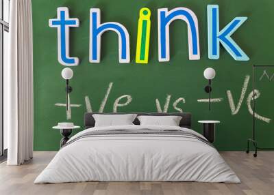 Think positive or negative, colorful words on blackboard Wall mural