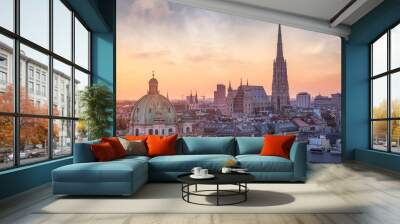 Vienna Skyline with St. Stephen's Cathedral, Vienna, Austria Wall mural