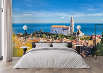 View over Piran old town, Slovenia Wall mural