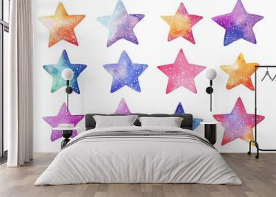 Stars isolated cut sticker set on white background Wall mural