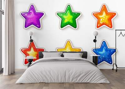 Stars isolated cut sticker set on white background Wall mural