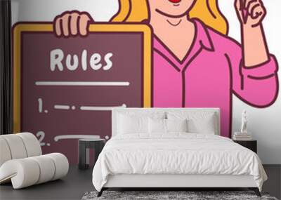 A Woman Holding a Rule Board Wall mural