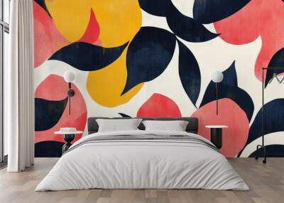 Abstract Art with Red, Yellow, and Blue Shapes Wall mural