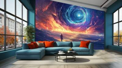 Fantasy landscape with Mystical portal in the universe Wall mural