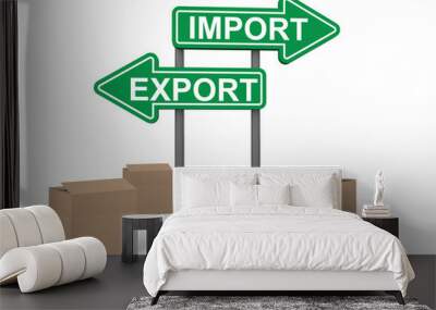 3d carton boxes and import export sign boards Wall mural