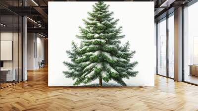 Christmas tree on white background, Generative AI illustration Wall mural