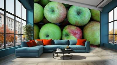 Fresh green apples sold in traditional markets, Indonesia Wall mural