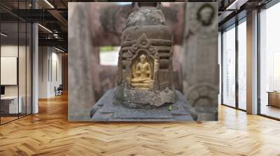 statue of buddha, mahabodhi temple complex at bodh gaya, india Wall mural