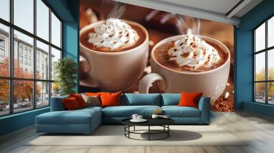 hot chocolate with whipped cream and a sprinkle of cocoa Wall mural