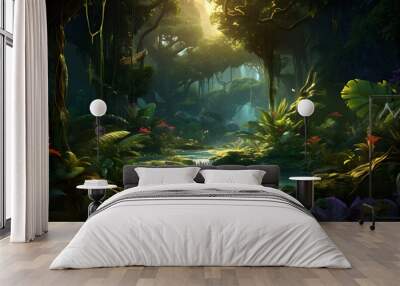 Cool jungle vibe landscape, cool jungle, jungle landscape, jungle vibe, jungle wallpaper Wall mural