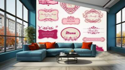 Collection of vintage labels and stickers Wall mural