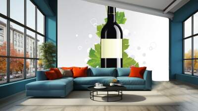 vector illustration of wine bottle with blank labels Wall mural