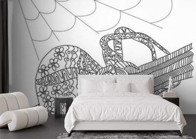 Spider. Vector illustration in doodle style. Figure zentangle for coloring books for adults. Wall mural