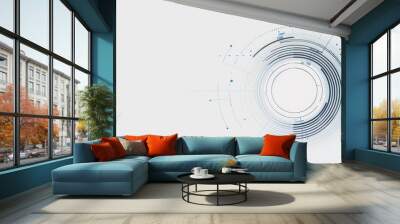 Abstract Technological Background with Circular Design Wall mural