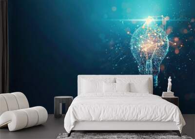 Glowing Light Bulb Made Of Digital Network Wall mural