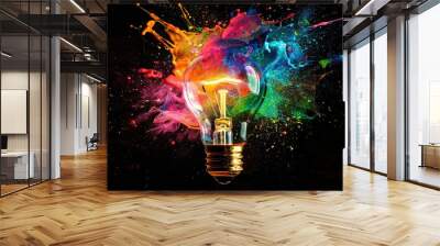 Lightbulb Explosion of Creativity Wall mural