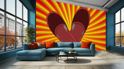 Vector modern flippers on gray bakground. Wall mural