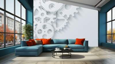 Vector modern mechanism industrial concept. Technology gears background. Wall mural