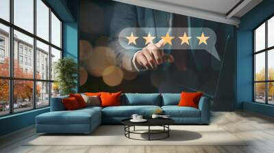 Service concept satisfaction survey, satisfaction measurement survey, feedback rate, quality feedback, business reputation ranking, 5 star rating Wall mural