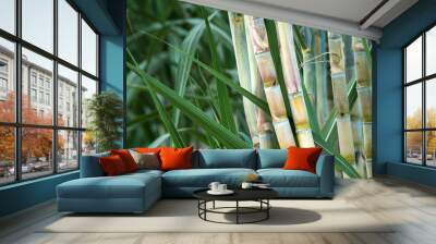 fresh sugarcane in garden. Wall mural