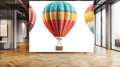 a group of colorful hot air balloons isolated on transparent background Wall mural