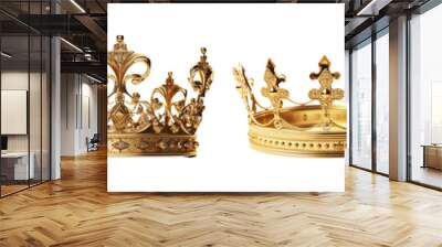 golden crown set with precious stones isolated on transparent background Wall mural