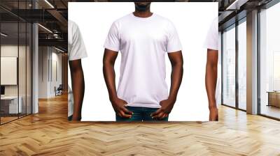 t-shirt design and people concept - close up of young African american men model in white t-shirt, front shirt. on transparent background Wall mural