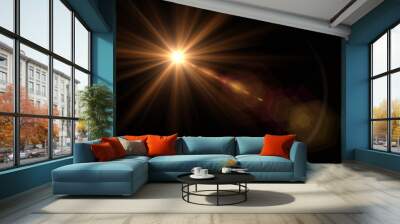 Abstract of sun with flare. natural background with lights and sunshine wallpaper Wall mural