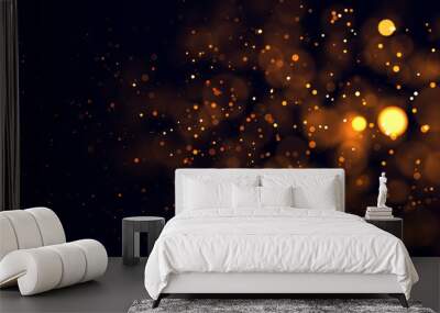 Gold abstract bokeh background. real backlit dust particles with real lens flare. Wall mural