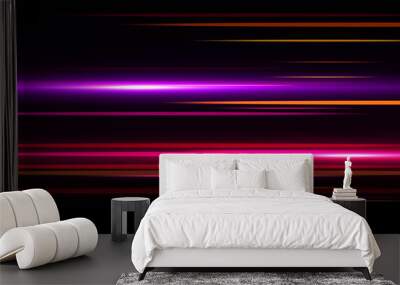 Light and stripes moving fast over dark background. Wall mural